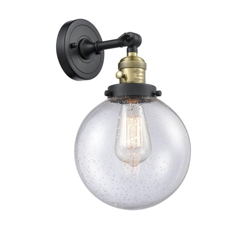 Innovations Lighting Beacon Single Light 14" Tall Bathroom Sconce with - Black Antique Brass / Seedy