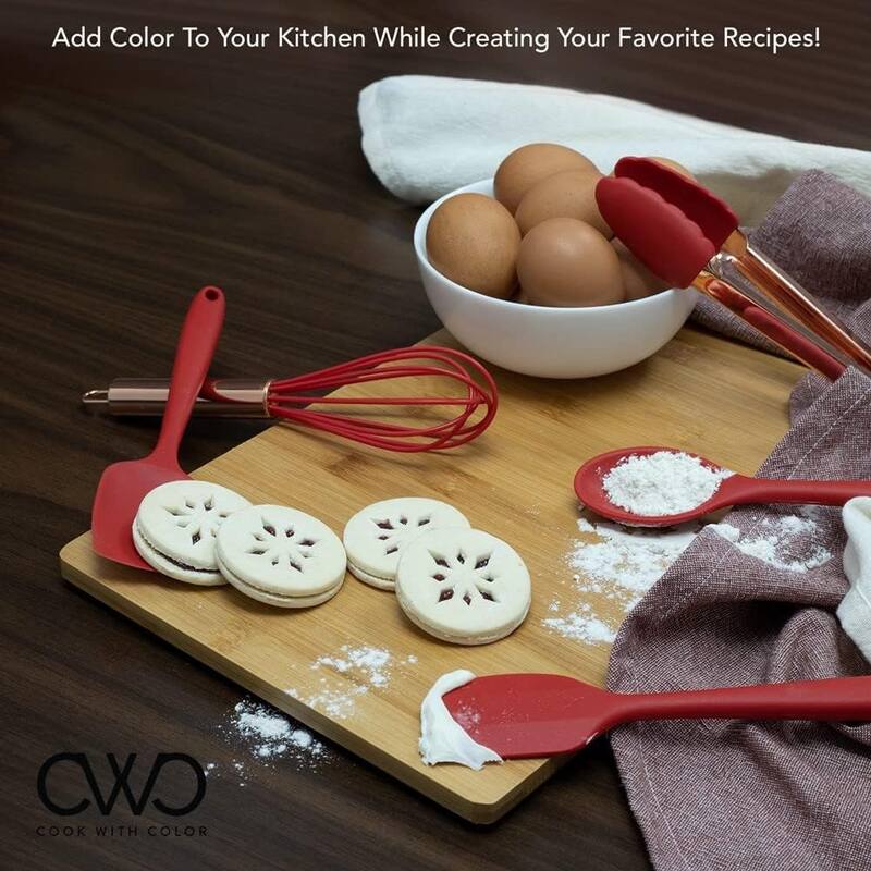 COOK WITH COLOR Silicone Kitchen Utensil Set Nonstick Safe, Easy-Clean Cooking Tools, Aqua