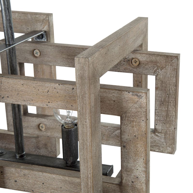 Rustic Farmhouse 3-light Chandelier Linear Rectangle Handcrafted Kitchen Island Lighting - L21.9" x W9" x H9"