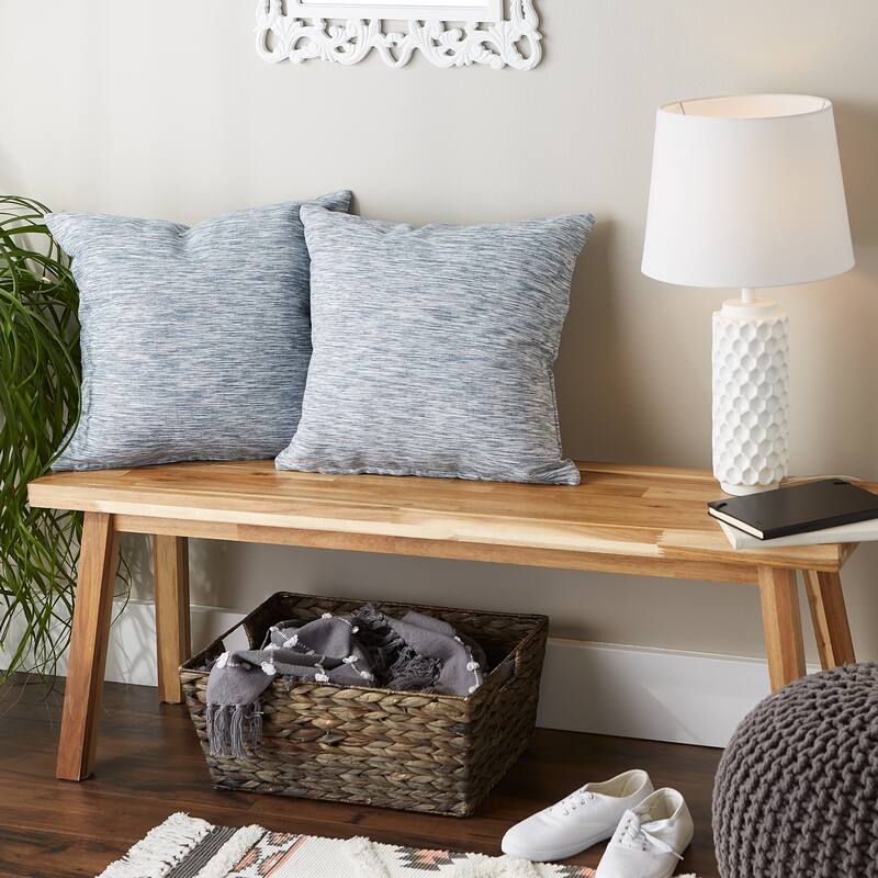 Navy And Off-White Tonal Recycled Cotton Pillow Cover 18x18 (Set of 2)