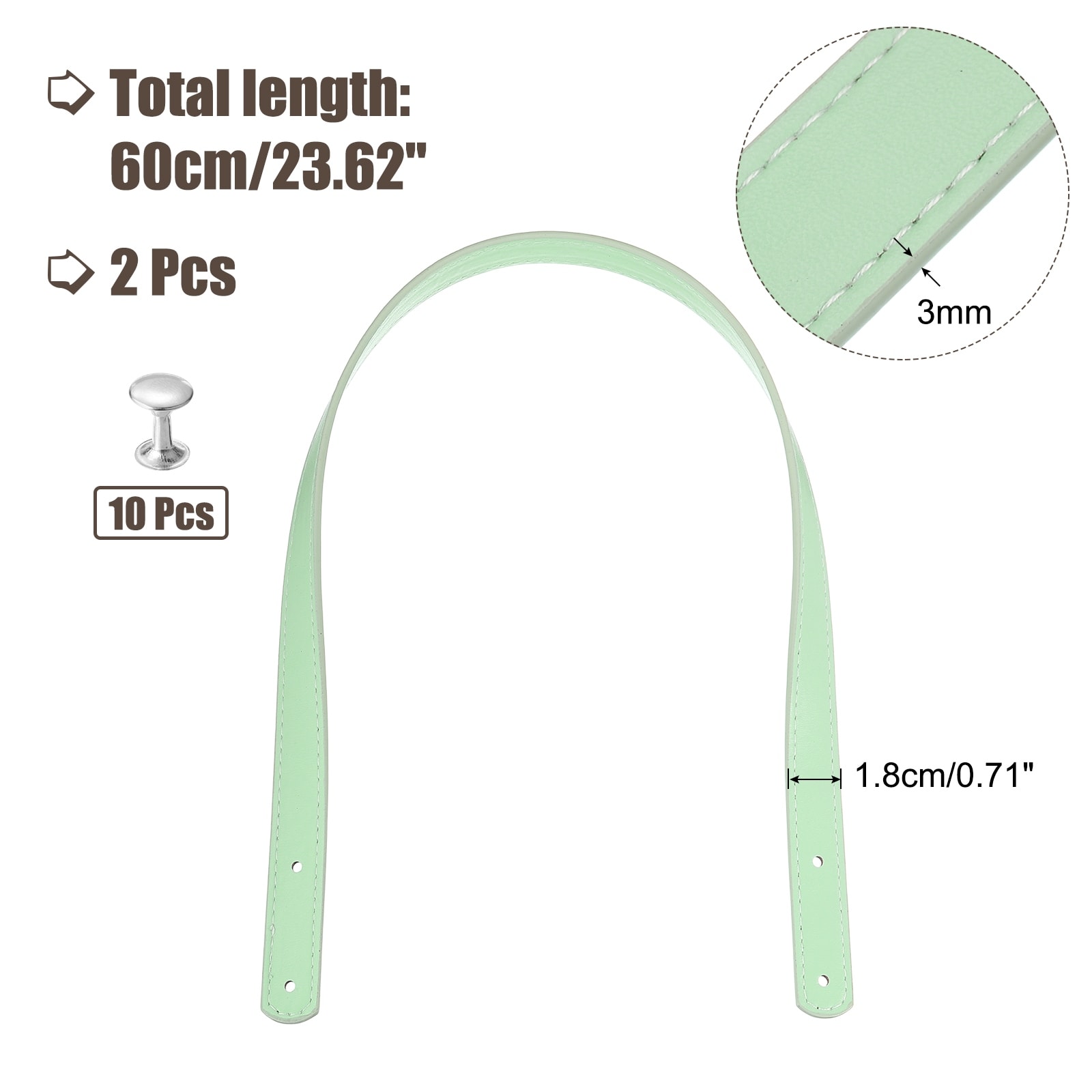 PU Leather Purse Handle, Sew on Shoulder Purse Straps Handbag Belt Band Bag Handle Bag Strap Replacement