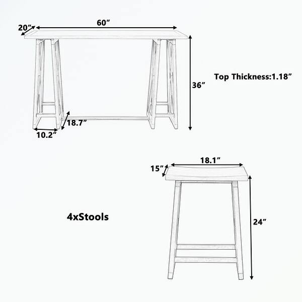 Counter Height Wood Console Table Set with 4 Stools - Bed Bath & Beyond ...
