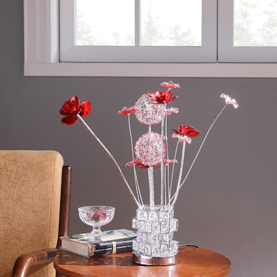 20.75 In. LED Aluminum Floral Chrome Vase Table Lamp