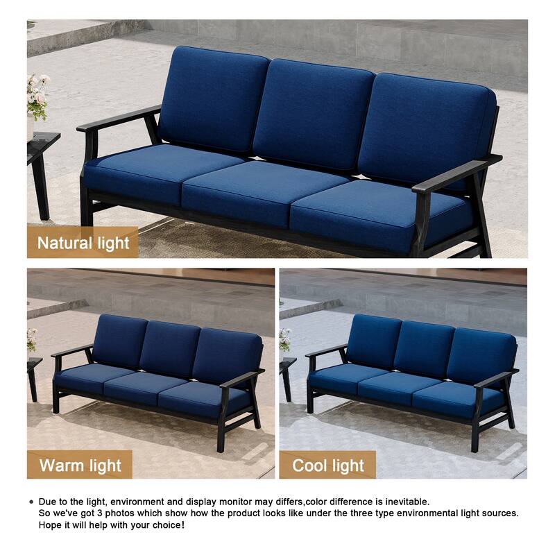 Casual Wood Cushioned 5-Piece Outdoor Patio Conversation Set