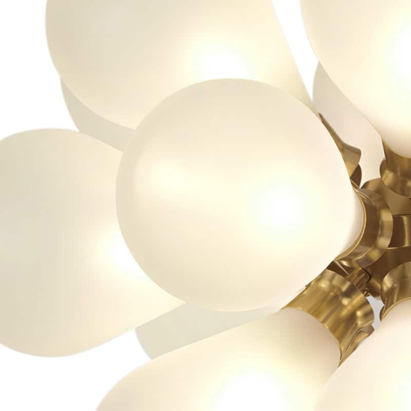 18-Light Cluster Blue Glass Bubble Chandelier - 25in Wide Gold