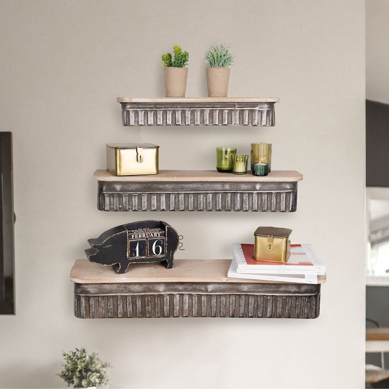 Metal and Wood Wall Shelves