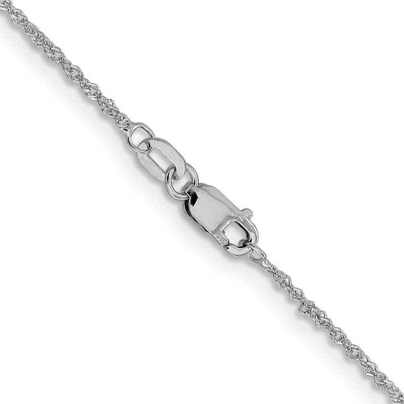 Curata Italian 14k White Gold 1.0mm Sparkle Singapore Chain Necklace (Lobster) Options: 16 18 20 22 24