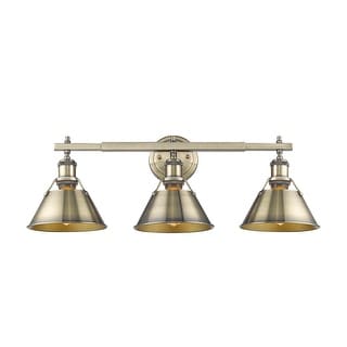 Yep by Golden Lighting Orwell 3-light Vanity in Matte Black and Aged Brass shade