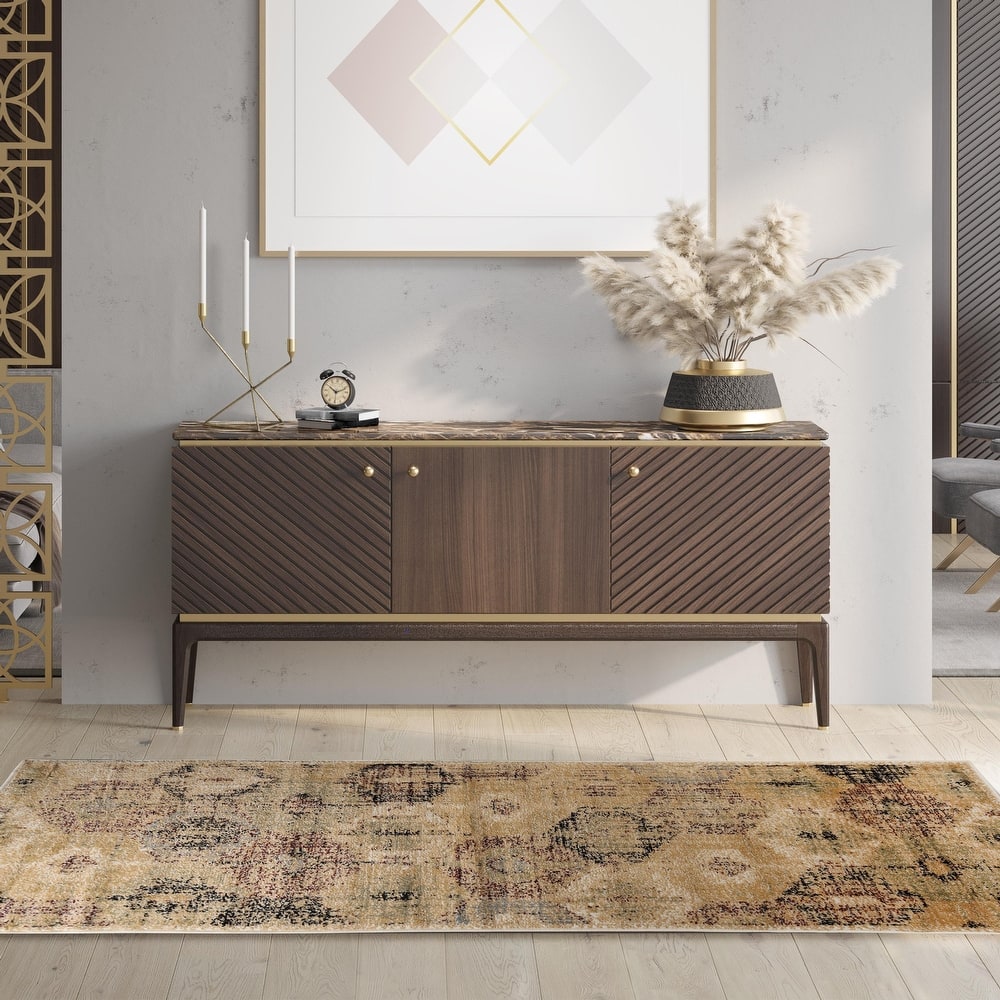 Superior Modern Distressed Diamonds Polypropylene Indoor Area Rug