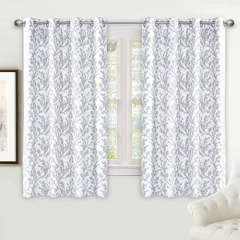 DriftAway Sarah Floral Tree Branch Pattern Blackout Window Curtain Grommet 2 Layer