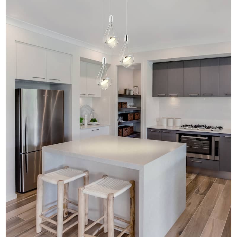 Orion 11.5" 3-Light Adjustable Integrated LED Cluster Pendant, Chrome by JONATHAN Y