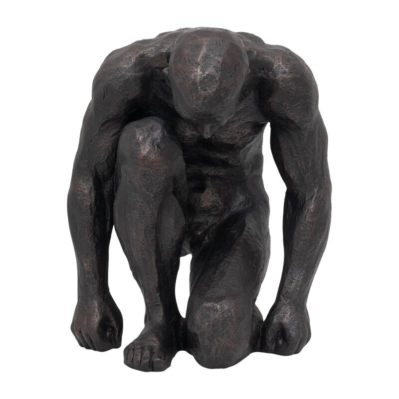 Kneeling Figurative Statue - 16", Black - 15" x 12.25" x 15"