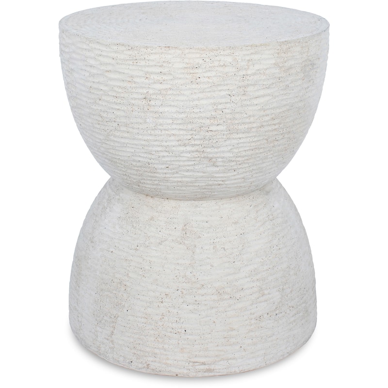 Textured Hourglass Side Table - 18" - White