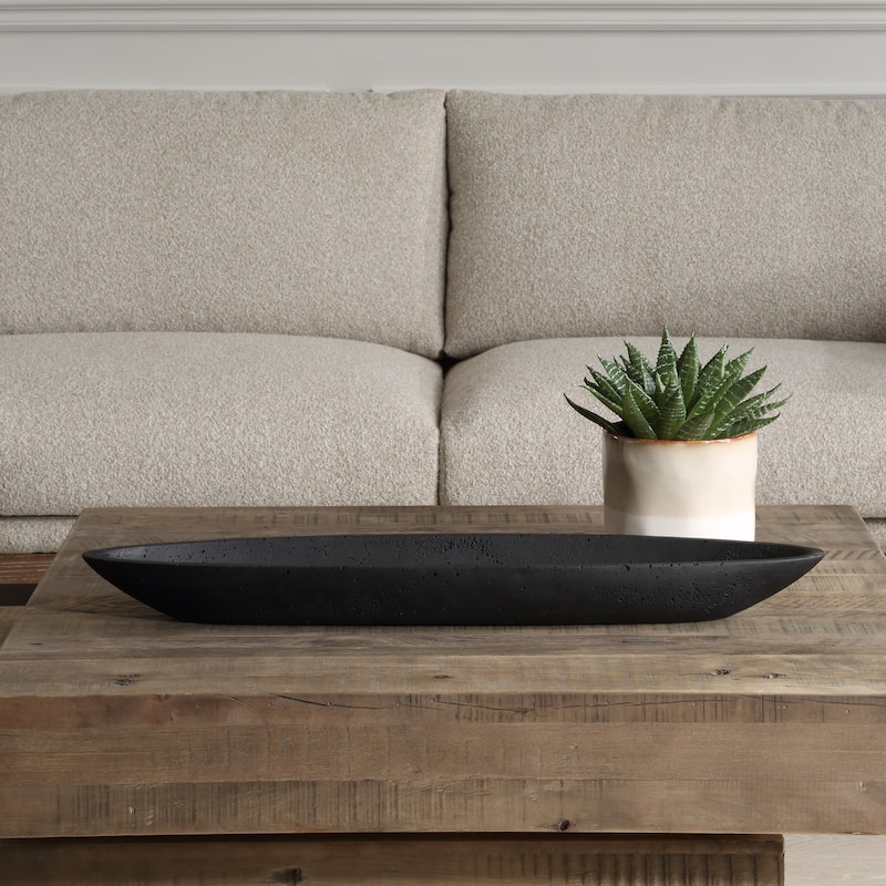Uttermost Vessel Cast Black Canoe Bowl - 2.75'' H X 29'' W X 6.5'' D