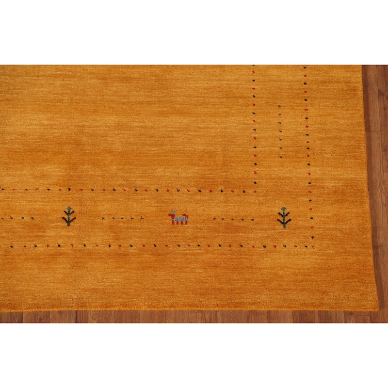 Orange Rust Gabbeh Oriental Area Rug Handmade Wool Carpet - 6'8"x 9'9"