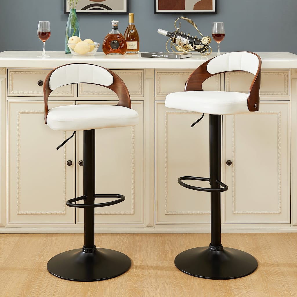 Javlergo Bar Stools Set of 2 Swivel Adjustable Bar Stools PU Leather/Velvet with MDF Back 330lbs Capacity for Kitchen Island