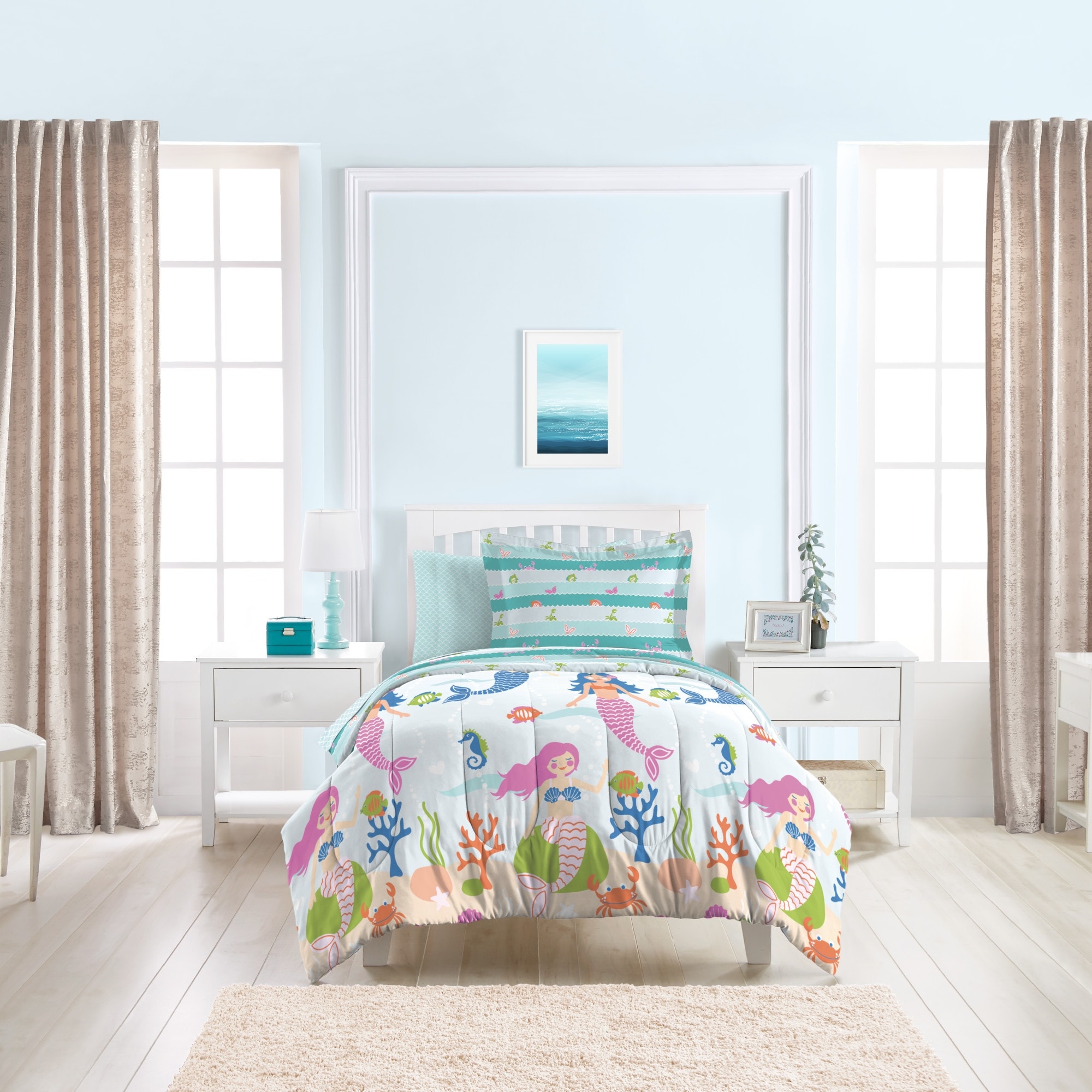 Dream Factory Mermaid Dreams Bed in a Bag with Sheet Set