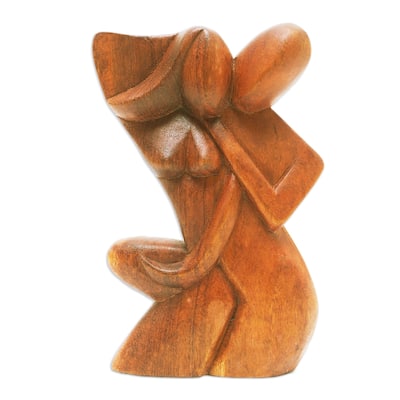 Novica Handmade Comfort Hug Wood Sculpture