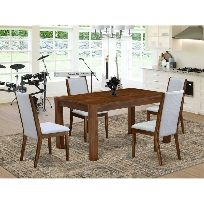 5-Piece Multi-Color Solid Wood Top - Rectangular Dining Room Set - Seats 4