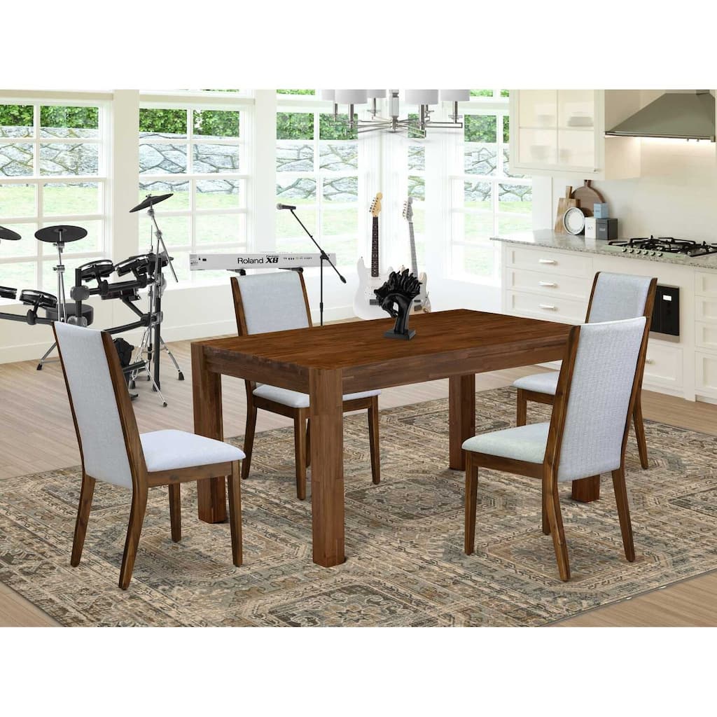 5-Piece Multi-Color Solid Wood Top - Rectangular Dining Room Set - Seats 4