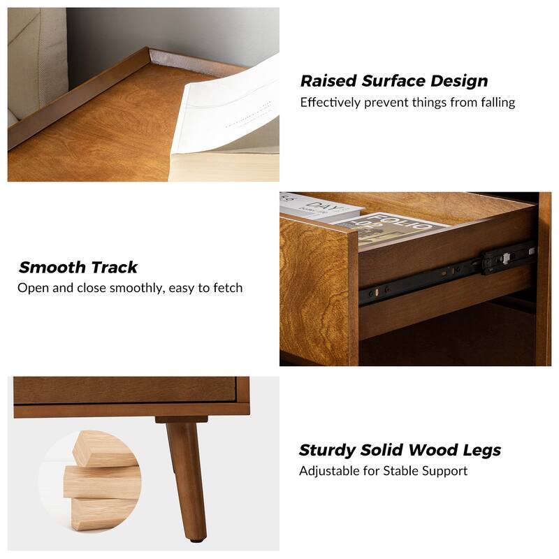 Lisa Mid-Century Modern 24"W 3-Drawer End Table with Charging Station by HULALA HOME