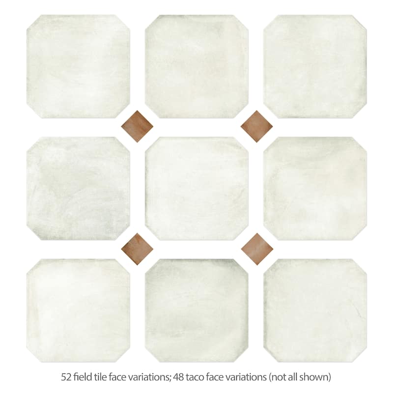 Merola Tile Laverton Octagon Nieve with Taco Natural 7-7/8" x 7-7/8" Porcelain Floor and Wall Tile
