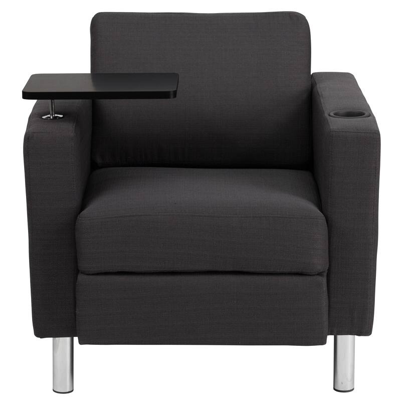 Guest Chair with Tablet Arm, Tall Chrome Legs and Cup Holder