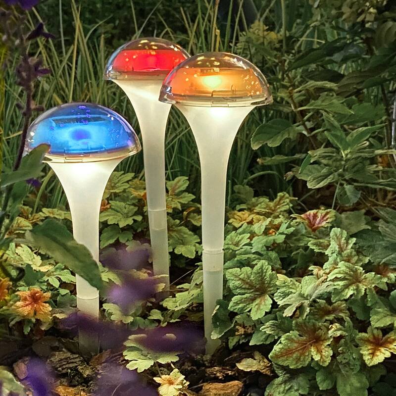 Solar Powered Integrated LED Mushroom Pathway Light Pack(Set of 6) - N/A