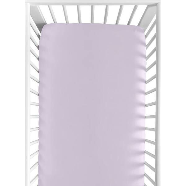 slide 2 of 6, Sweet Jojo Designs Solid Lavender Purple Girl Fitted Crib Sheet Violet for Boho Shabby Chic Floral Bohemian Watercolor Peony