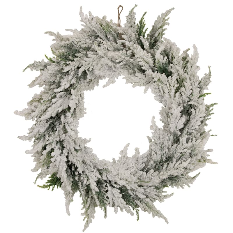 Heavily Flocked Artificial Pine Christmas Wreath - 20"