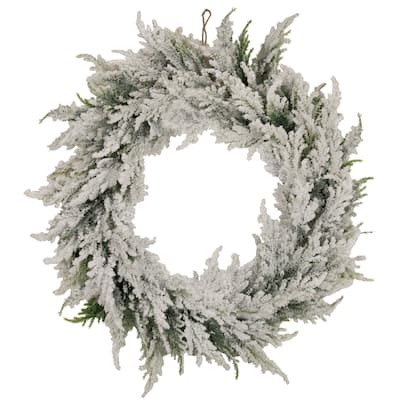 Heavily Flocked Pine Artificial Christmas Wreath - 20" - Unlit