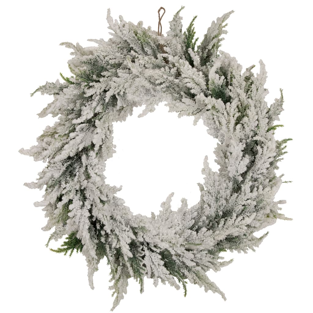 Heavily Flocked Pine Artificial Christmas Wreath - 20" - Unlit