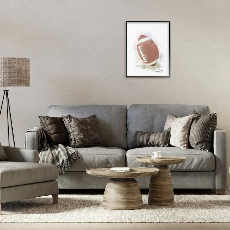 Stupell Soft Pastel Football Framed Giclee Art Design By Matthew Piotrowicz