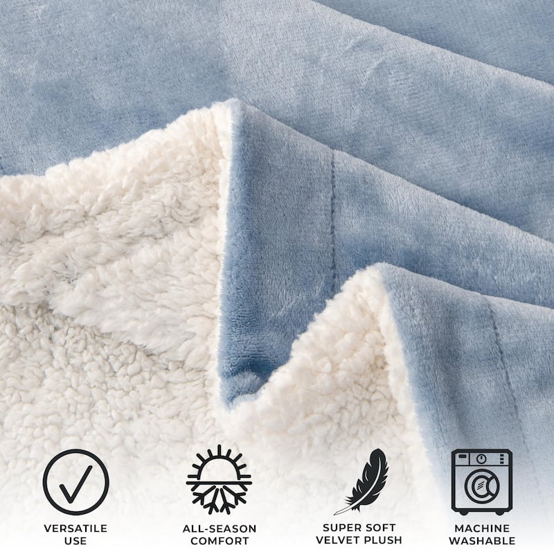 Linery & Co. Velvet Plush Reversible Sherpa Throw Blanket