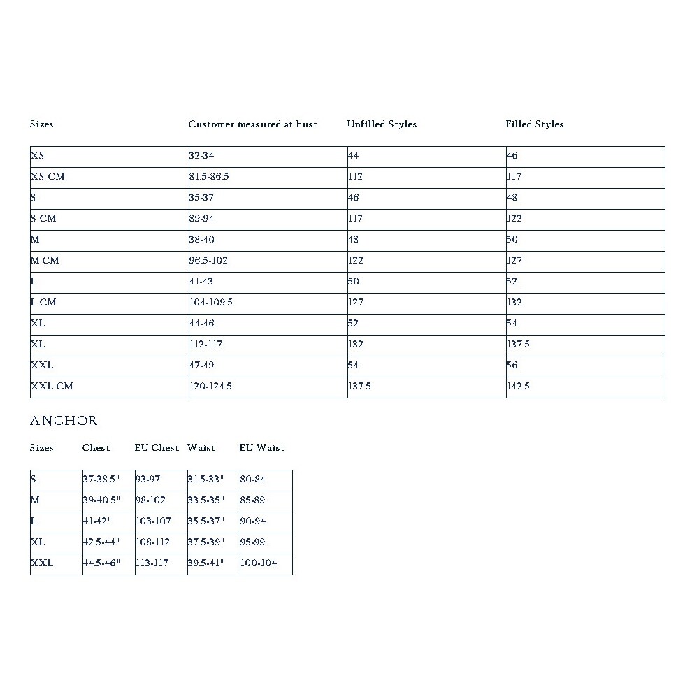 tommy jacket size chart