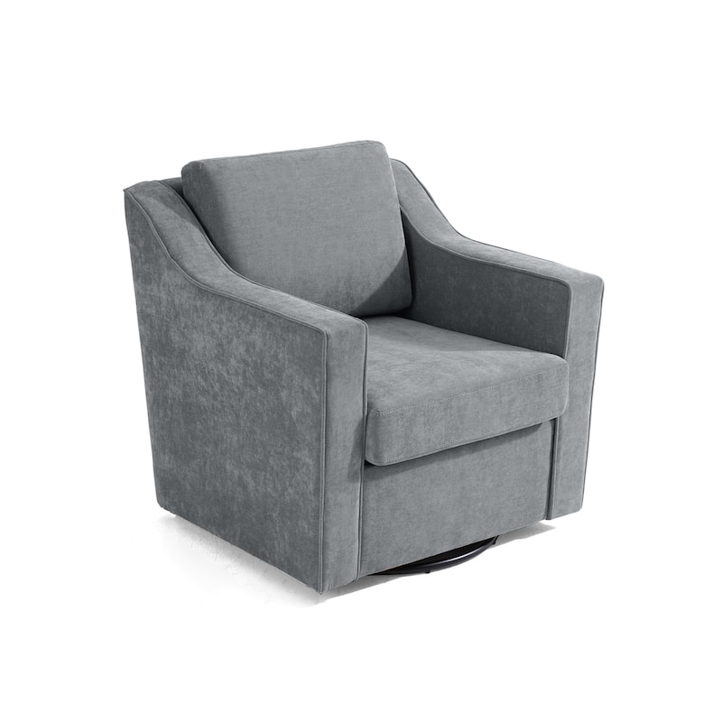 Chenille/Leather Swivel Barrel Chair(Set of 2) Modern Club Chair by UIXE