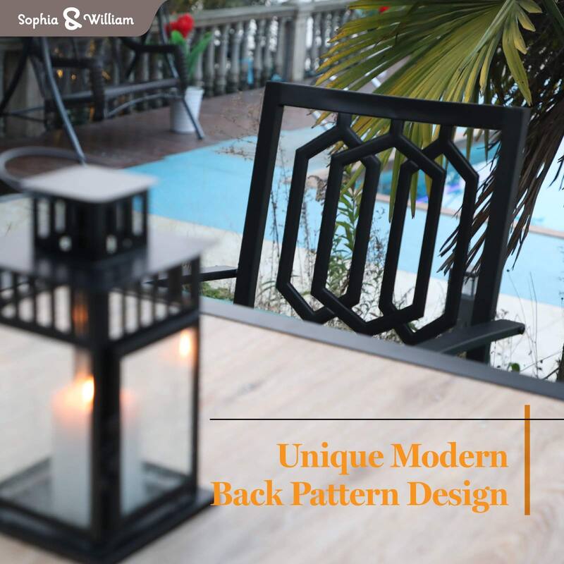 MAISON ARTS 3-piece Patio Bistro Set with 9 ft Umbrella, 2 Metal Swivel Chairs and 1 Square Table with Umbrella Hole
