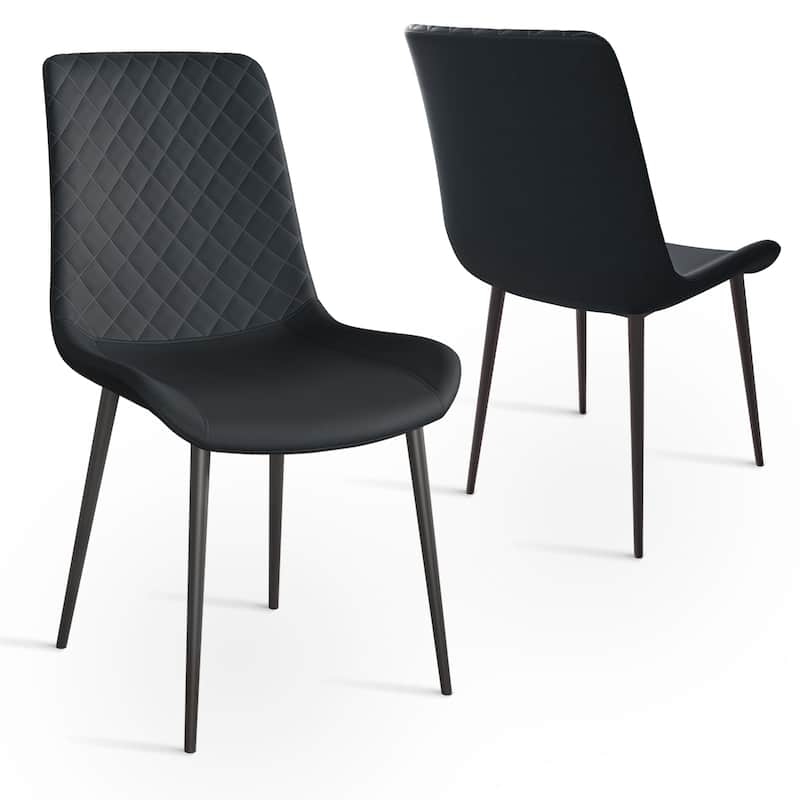 Black PU Leather Dining Chair Set of 4 with Metal Legs