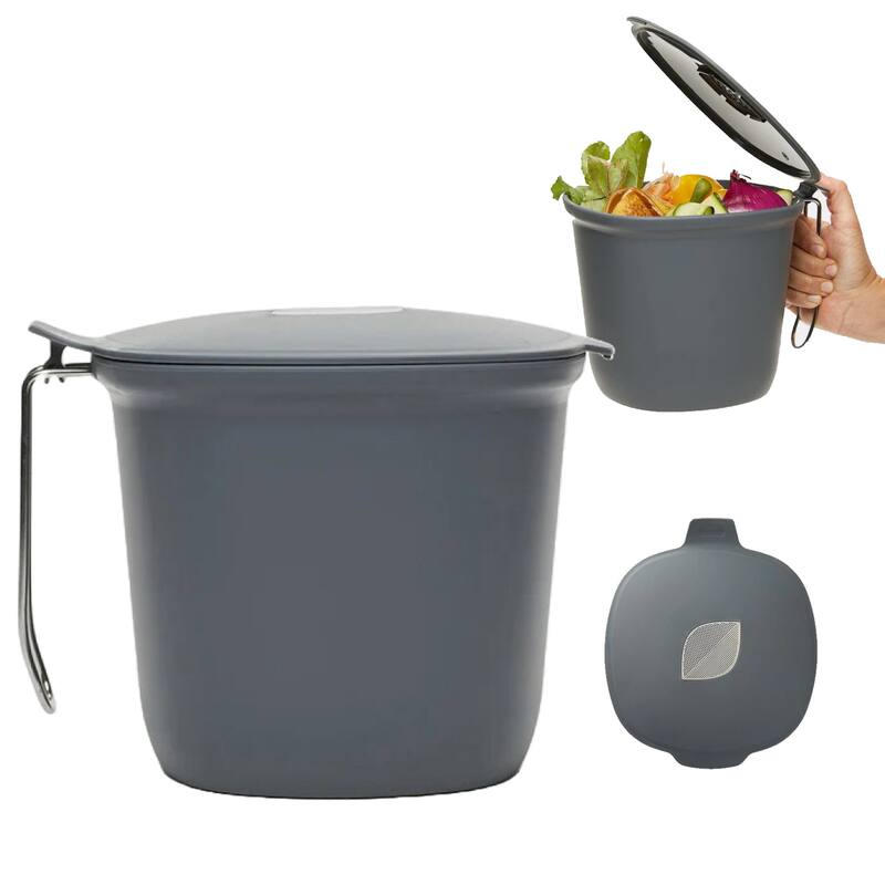 Chefn Compost Bin with Filter - 2.96 in x 4.92 in - 2.96 in x 4.92 in - Gray