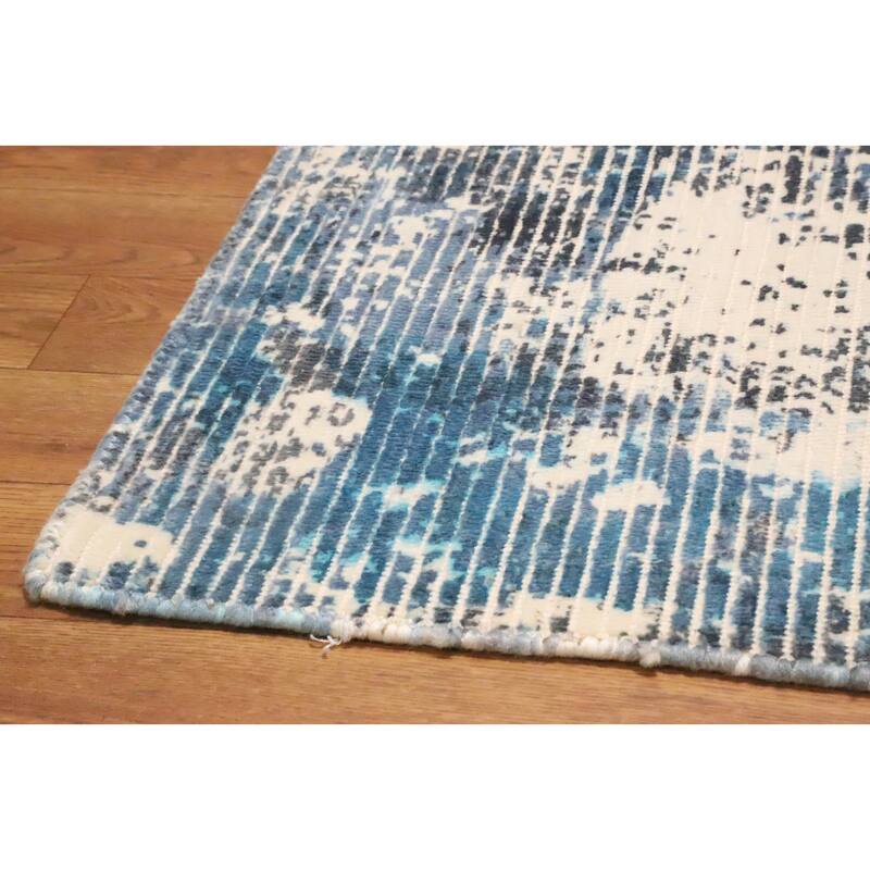 Hand Knotted Oriental Viscose Silk Carpet Modern Abstract Multi-Colored Abstract Area Rug - 4' 0'' X 2' 0''