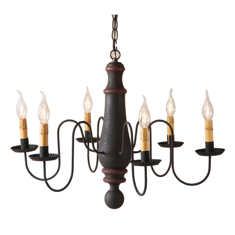 Large Norfolk Chandelier in Hartford Black with Red Stripe - 20 X 27.5 X 27.5 inches - Chandeliers For Bedrooms by Overstock.com