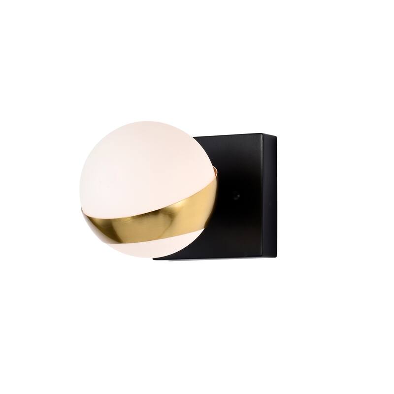 Lona 5 Inch Gold Finish Orb Opaque Glass Wall Sconces 1 Light - Gold and Matte Black