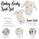 preview thumbnail 4 of 4, Sweet Jojo Designs Woodland Animal Toile Boy Girl Gender Neutral 0-6M Baby Clothes Bodysuits 2 Pack Set Blue Green Forest Animal