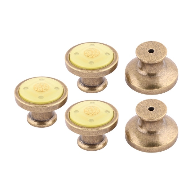 Home Bedroom Metal Furniture Drawers Cabinet Knobs Yellow 1.3 Inch Outer Dia 5 Pcs