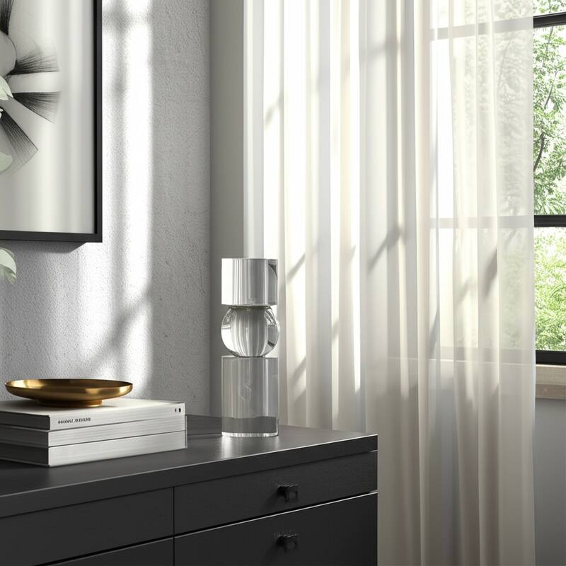 Glass Crystal Pillar and Taper Candle Holder Modern Glam Design