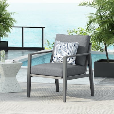 Roomfitters Modern Outdoor Lounge Chair with Aluminum Frame, Rope Accents & Cushions for Patio