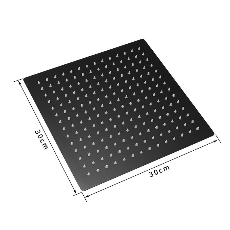 Solid Square Rainfall Shower Head in Black