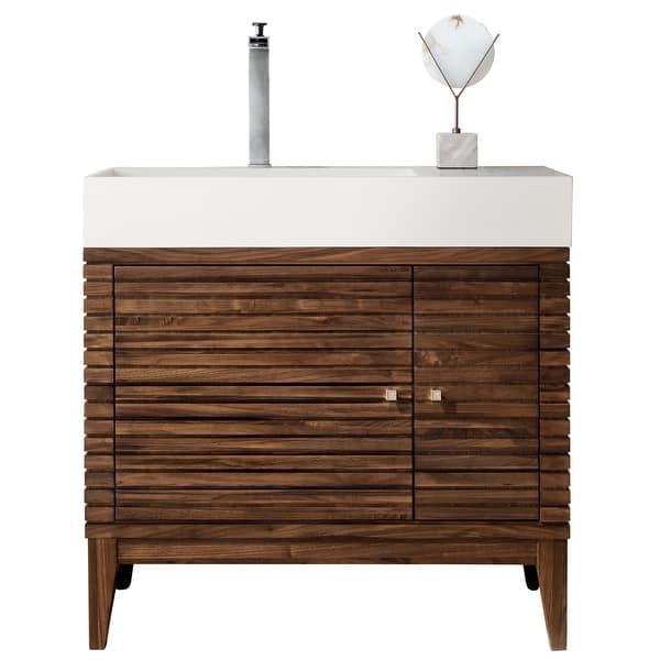 slide 2 of 15, James Martin Vanities Linear 36" Single Vanity, Mid Century Walnut
