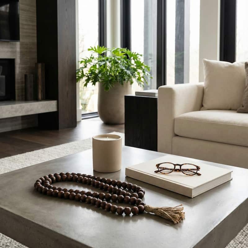 Mango Wood Double Beaded Garland with Tassel