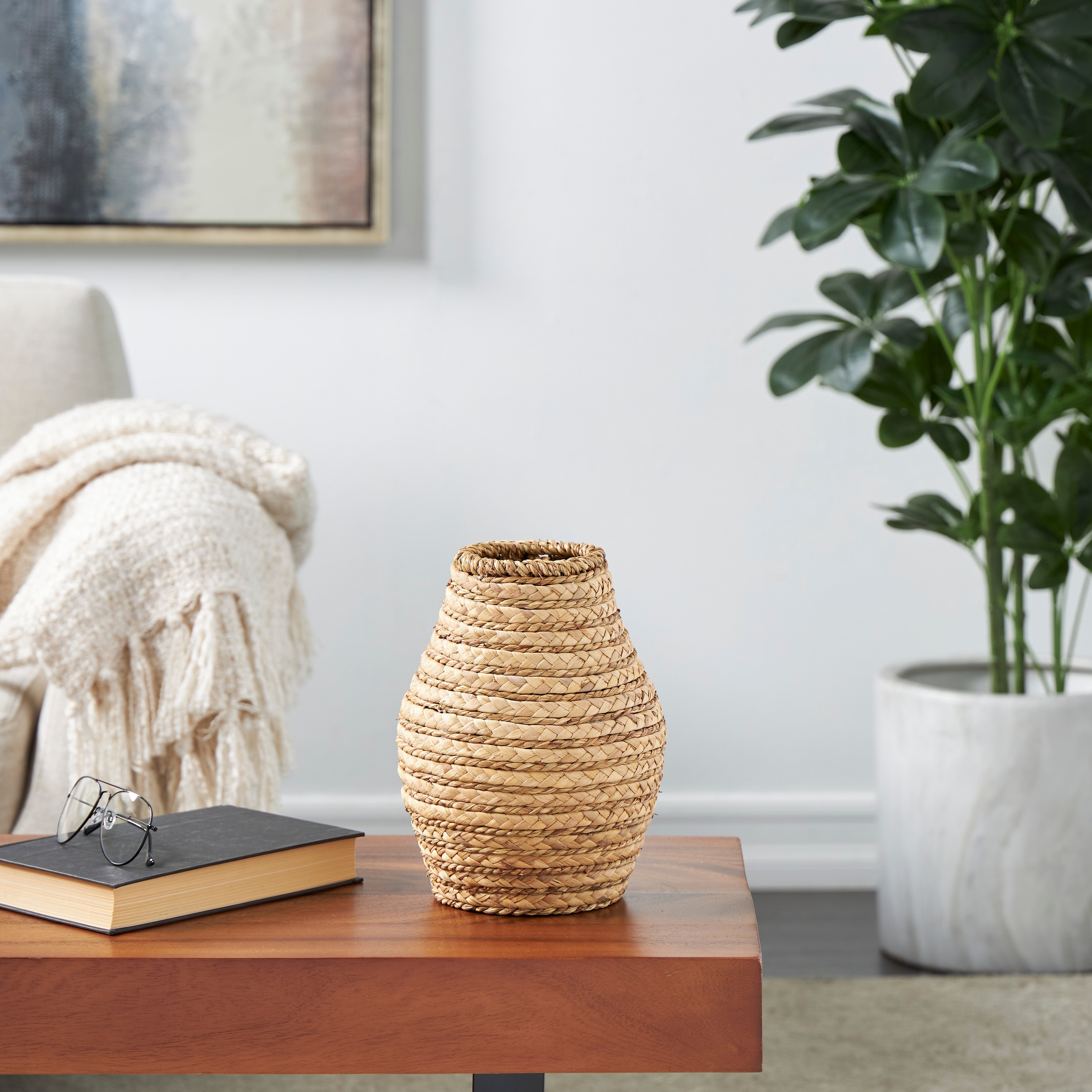 Brown Seagrass Handmade Braided Vase